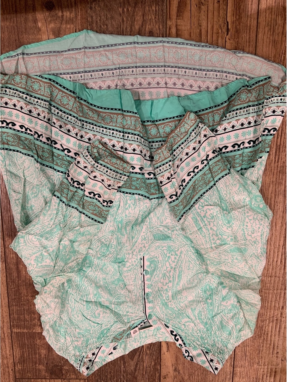 Cato Woman mint printed long sleeve blouse